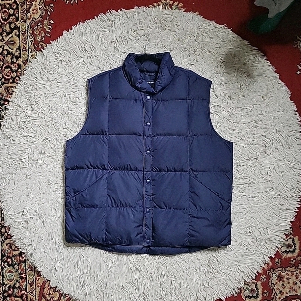 Mens Down Puffer Vest Lands End Size XL 46-48 Navy Blue Gorpcore Outdoor ✨️💫